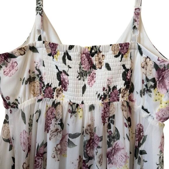 Torrid Floral Chiffon Empire Waist, Asymmetric Hem Dress Size 1X Soft Girl - Picture 6 of 14